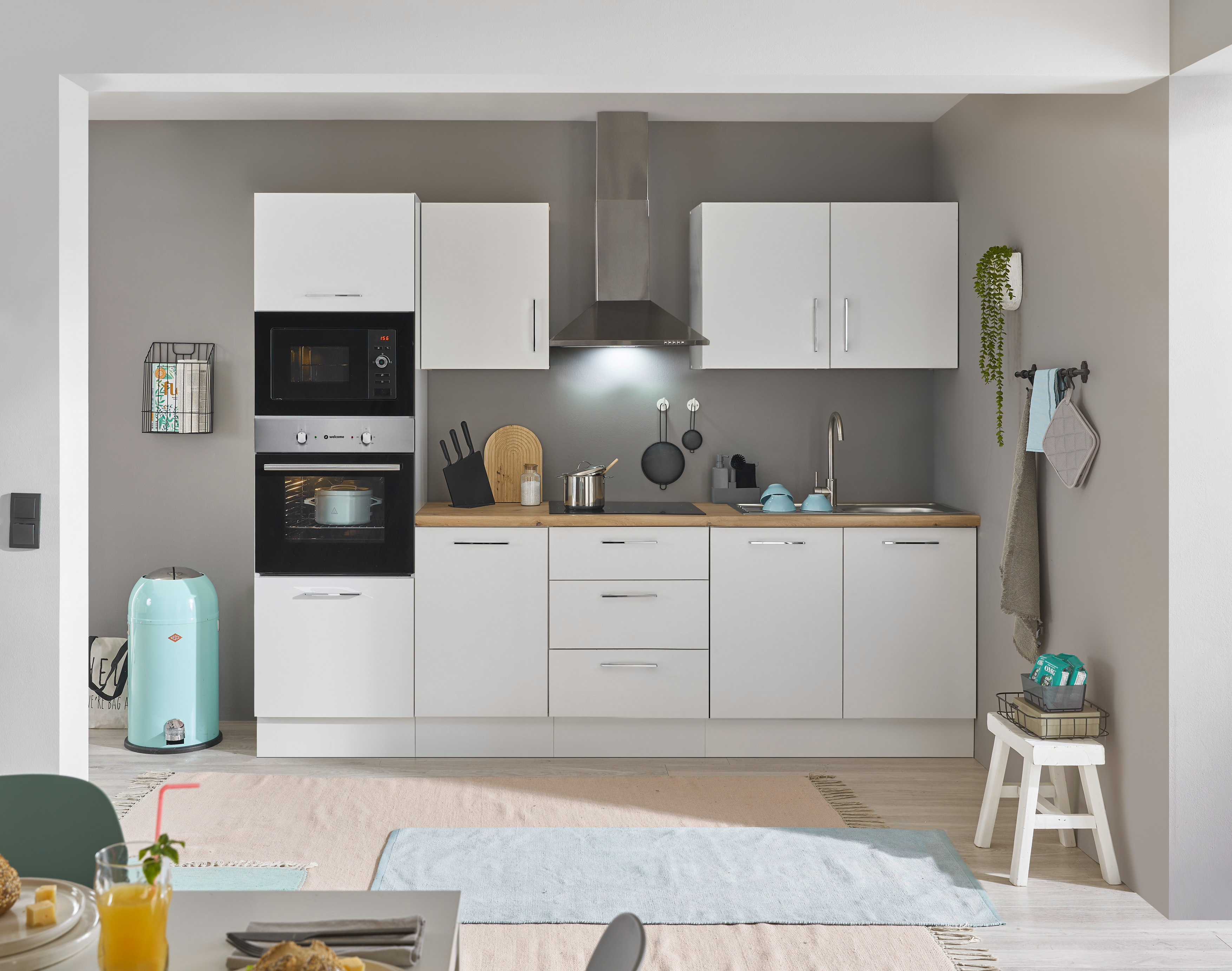 Küchenblock mit E-Geräten CORNWALL (Zeile-Backofen-Mikrowelle) I Küchenblock mit E-Geräten CORNWALL (Zeile-Backofen-Mikrowelle) I