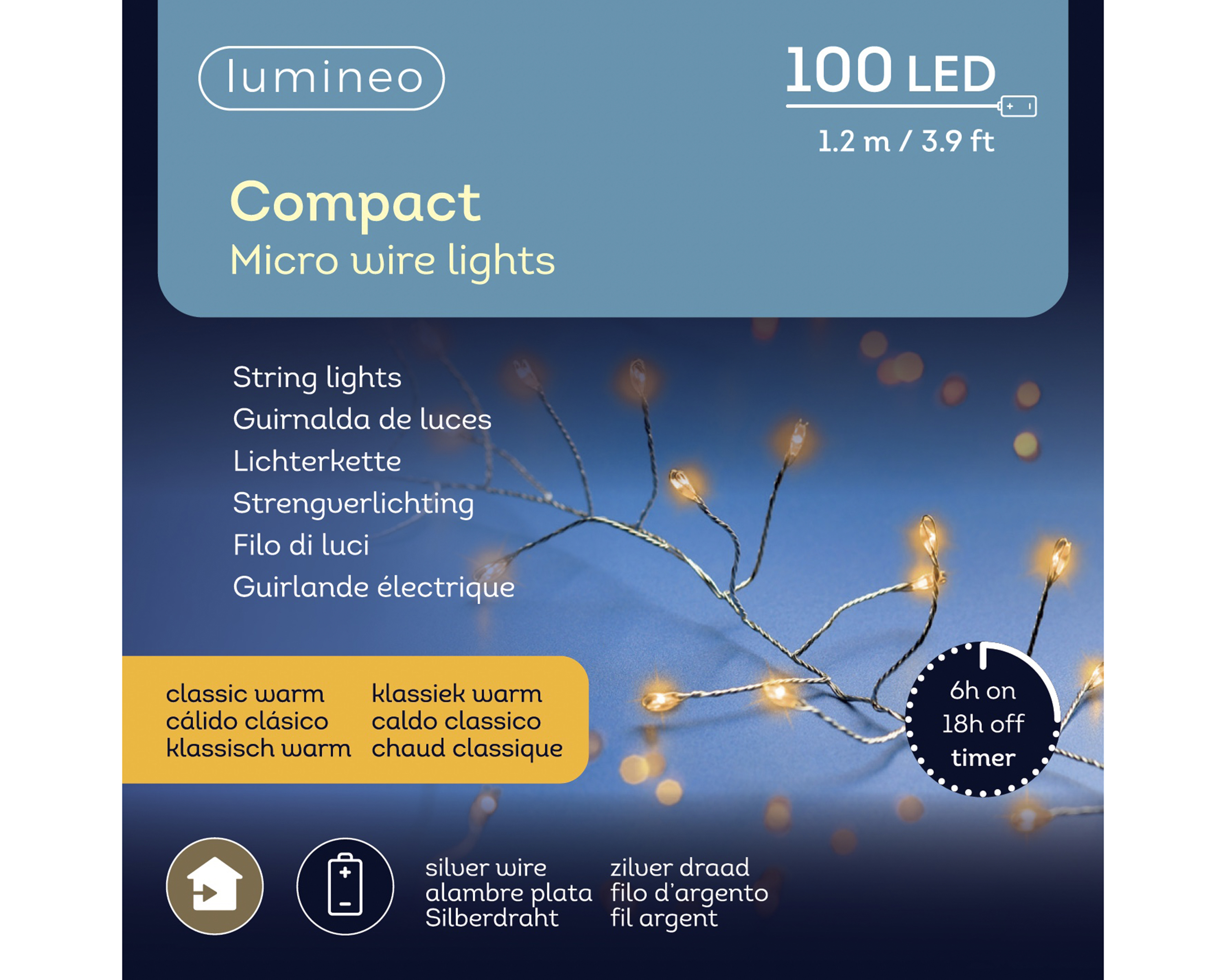 Micro LED Lichterkette  1,2m classic warm COMPACT