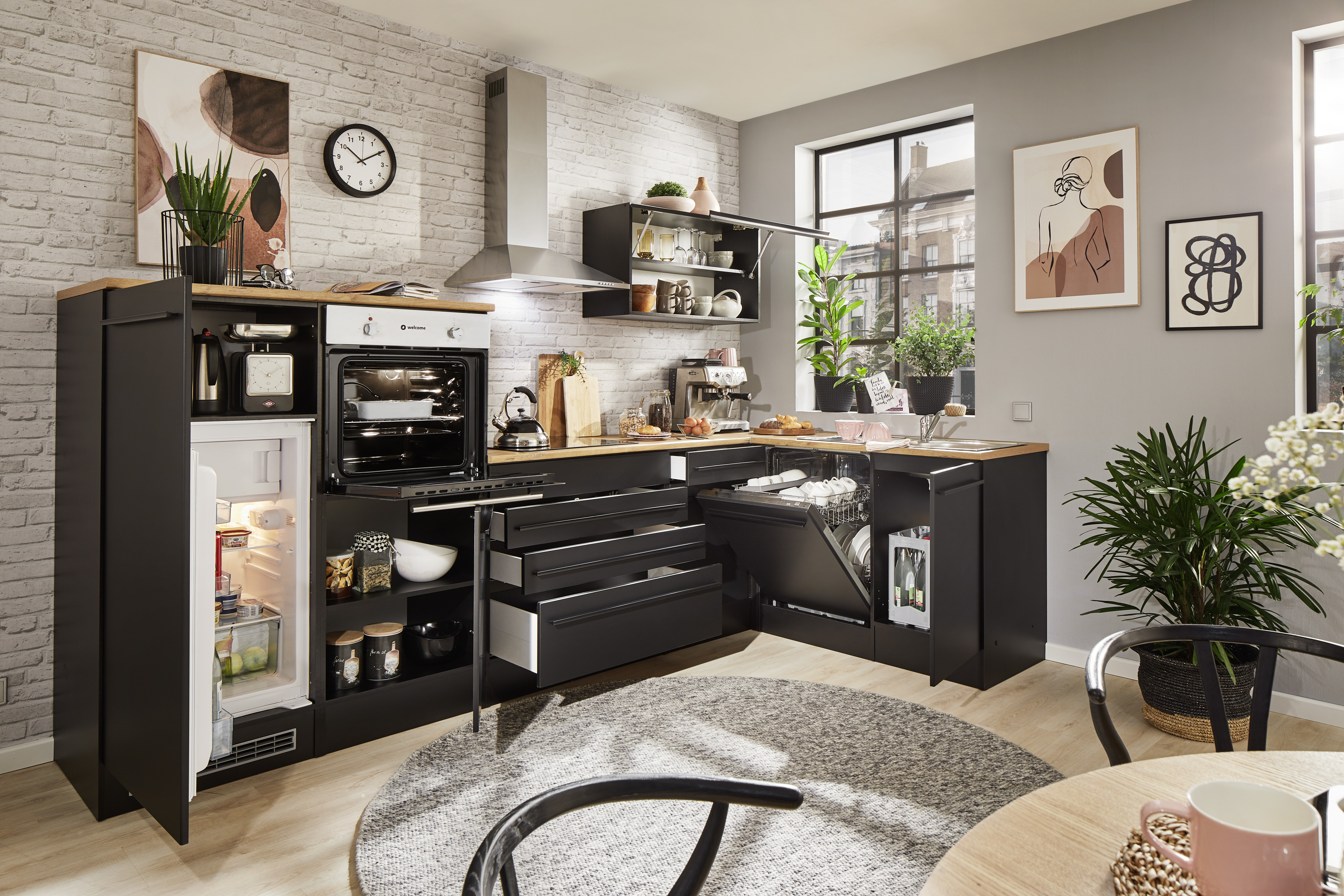 Küchenblock mit E-Geräten JAZZ 4 (Ecke) II Küchenblock mit E-Geräten JAZZ 4 (Ecke) II