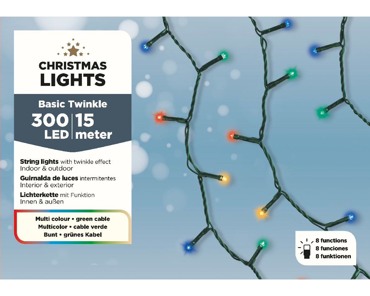 LED Basic-Lichterkette 15m multicolor CHRISTMAS LIGHTS