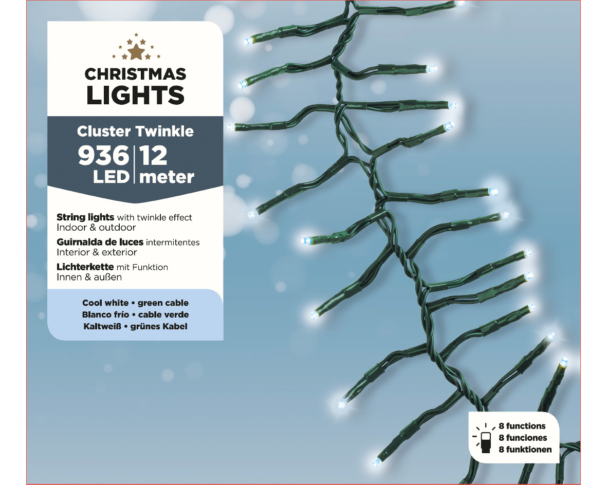 LED Cluster-Lichterkette 9m kaltweiß CHRISTMAS LIGHTS