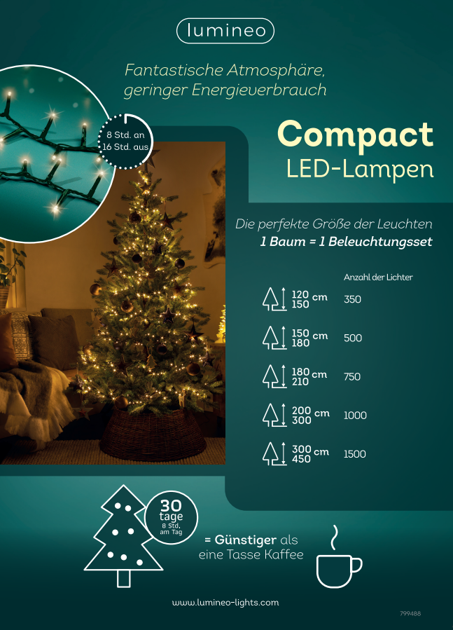LED Compact-Lichterkette 15m multicolor CHRISTMAS LIGHTS