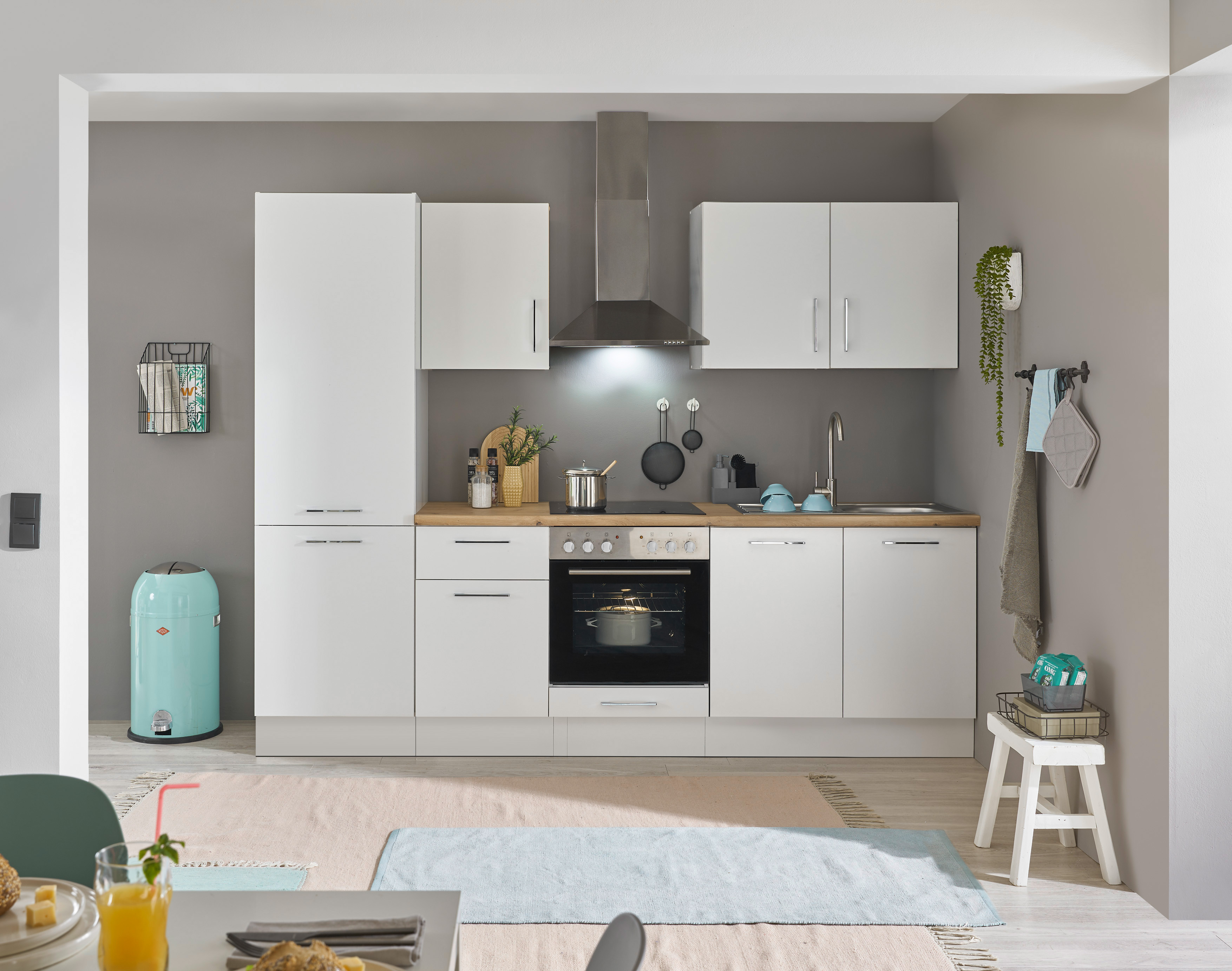 Küchenblock mit E-Geräten CORNWALL (Zeile-Kühlschrank) I Küchenblock mit E-Geräten CORNWALL (Zeile-Kühlschrank) I