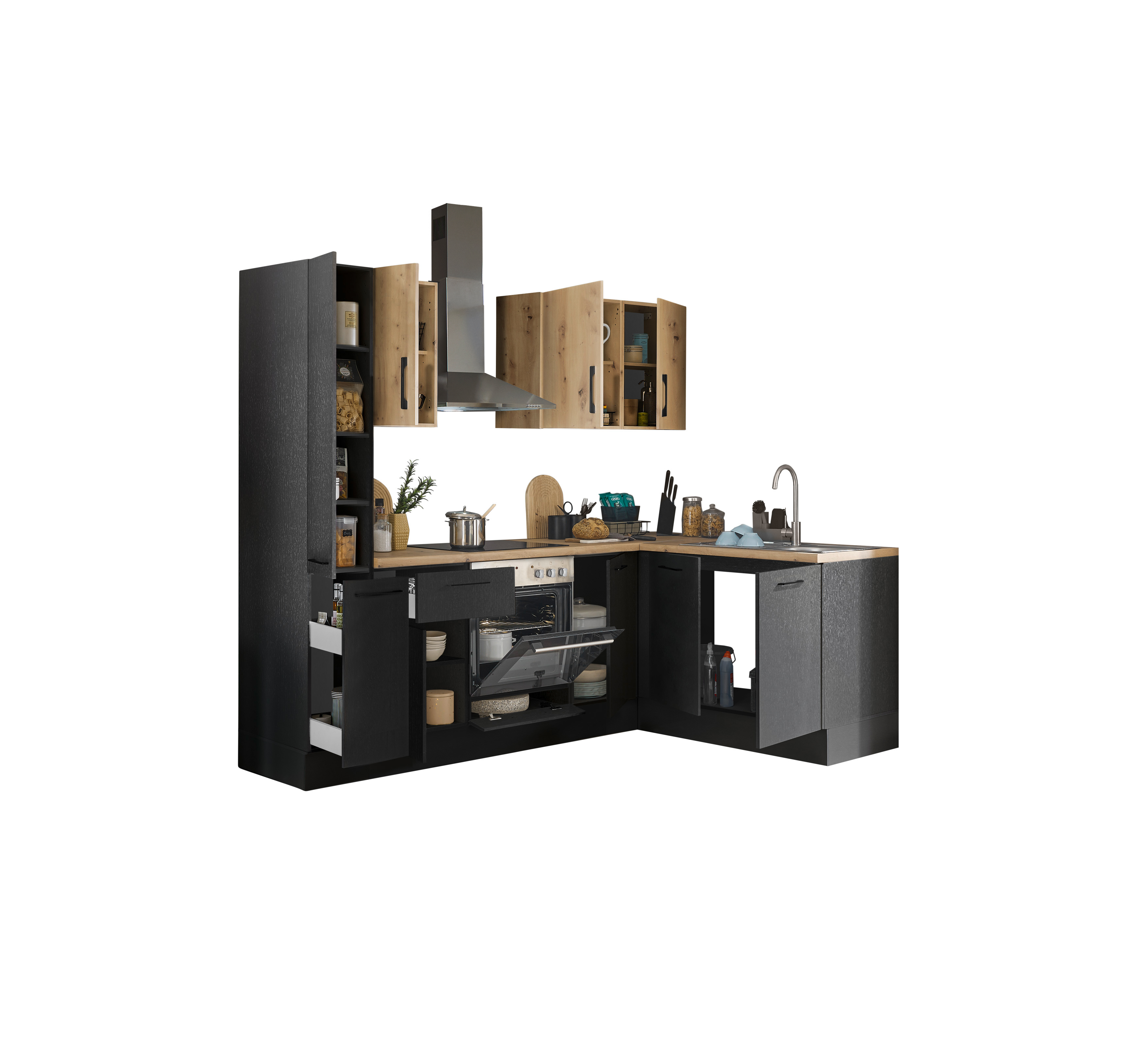 Küchenblock mit E-Geräten CORNWALL (Ecke-Apotheker) III Küchenblock mit E-Geräten CORNWALL (Ecke-Apotheker) III