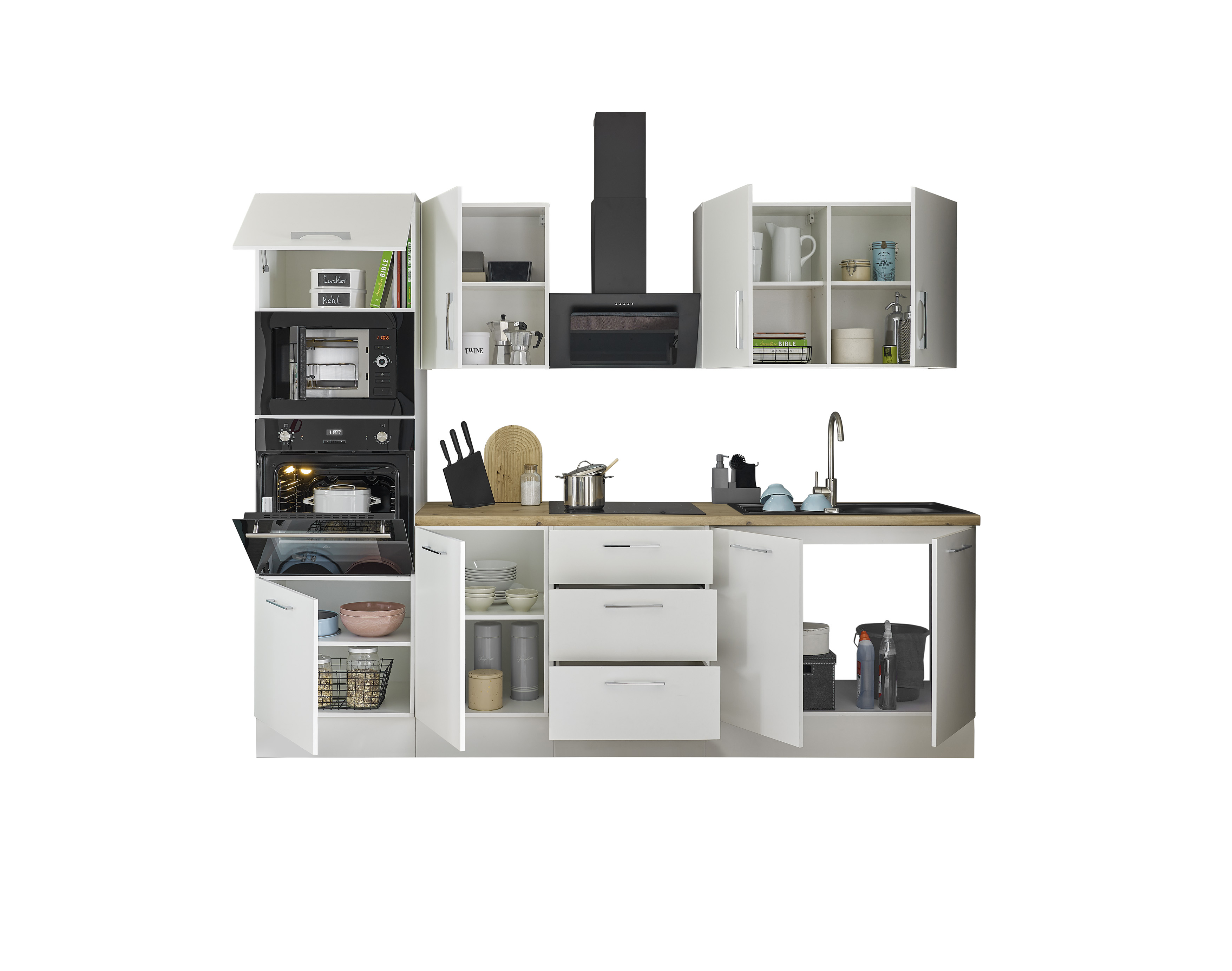 Küchenblock mit E-Geräten CORNWALL (Zeile-Backofen-Mikrowelle) II
