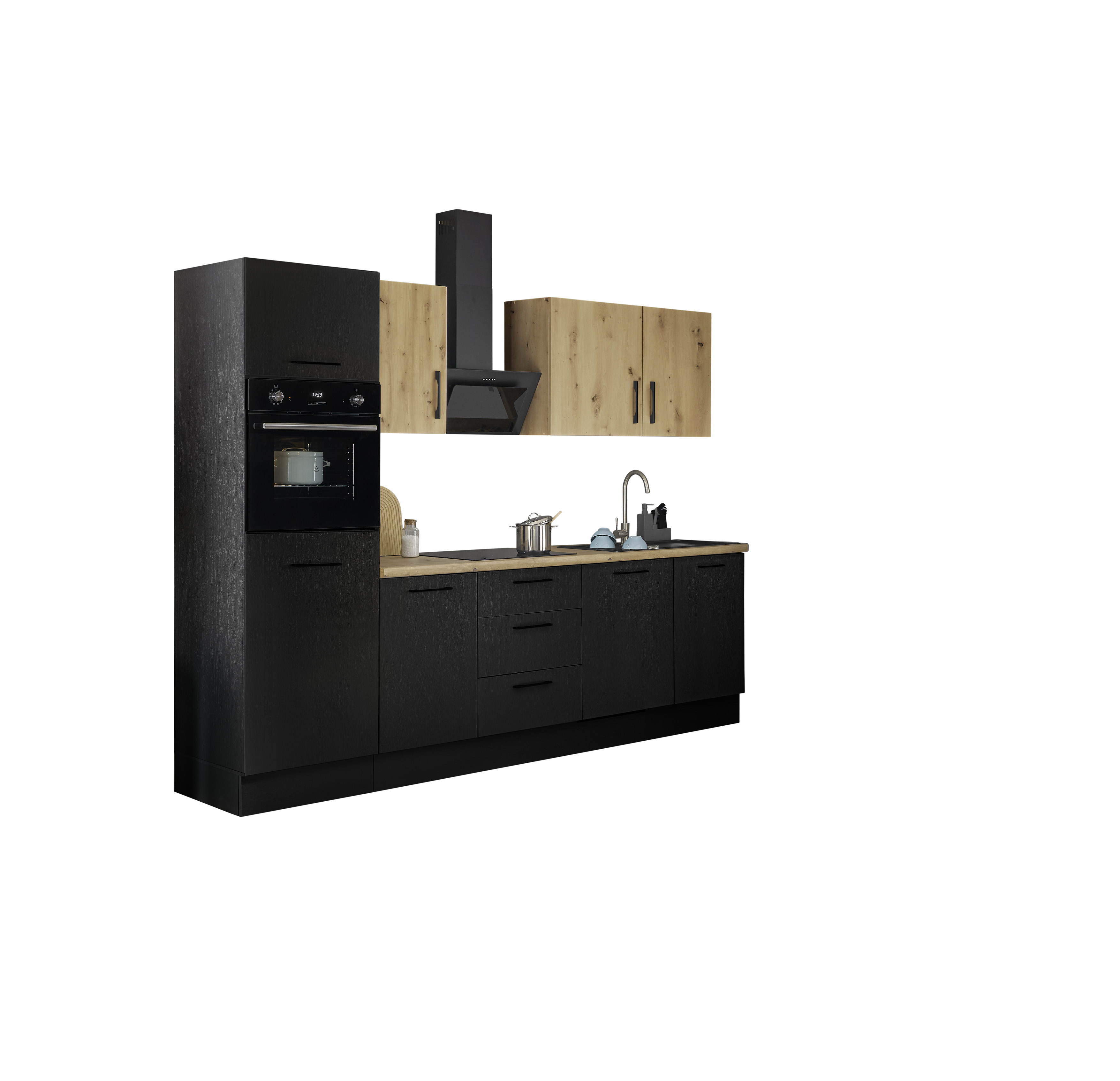 Küchenblock mit E-Geräten CORNWALL (Zeile-Backofen-Kühlschrank) X
