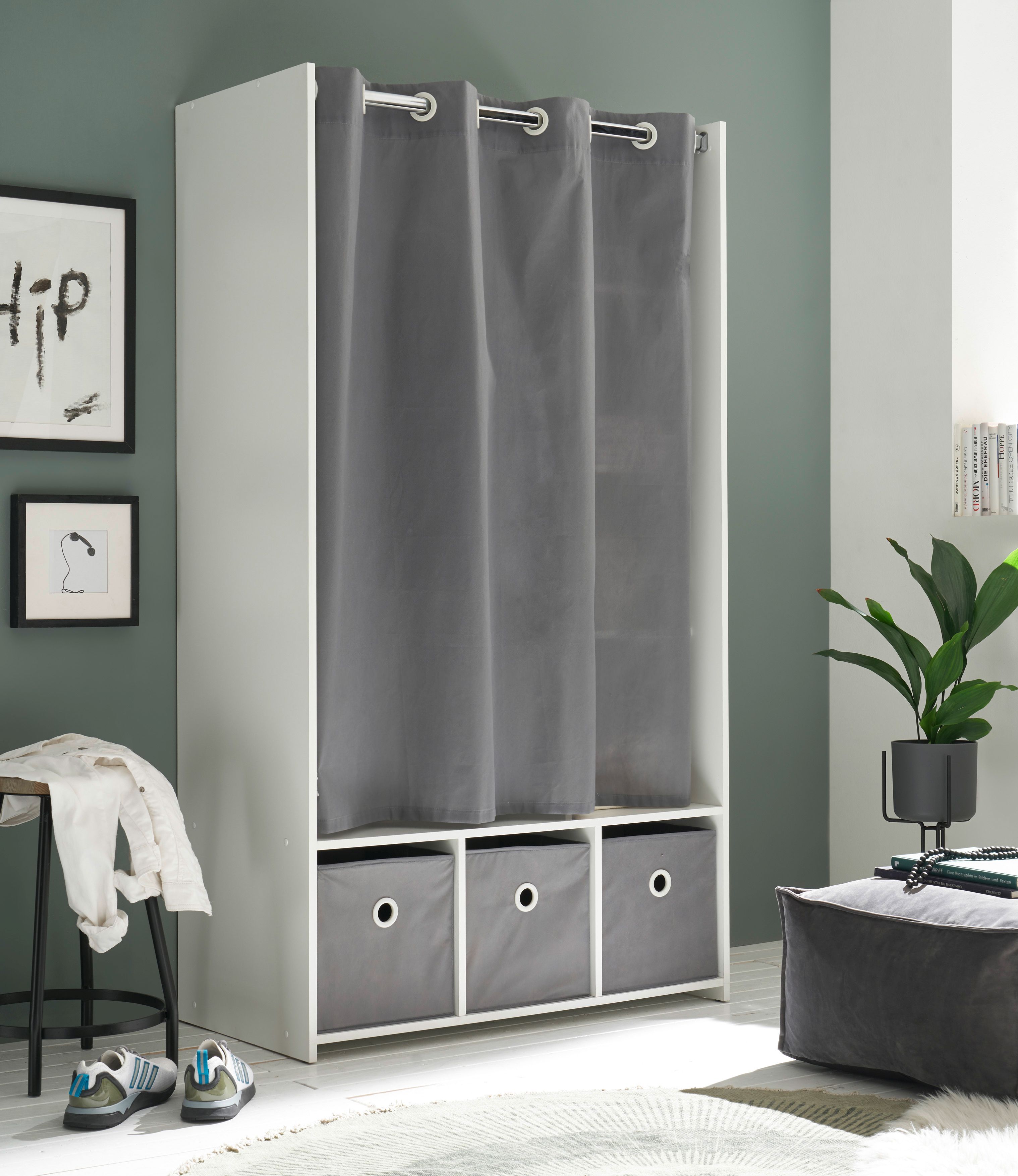 kleiderschrank mit stoffvorhang jenke | 503266-0