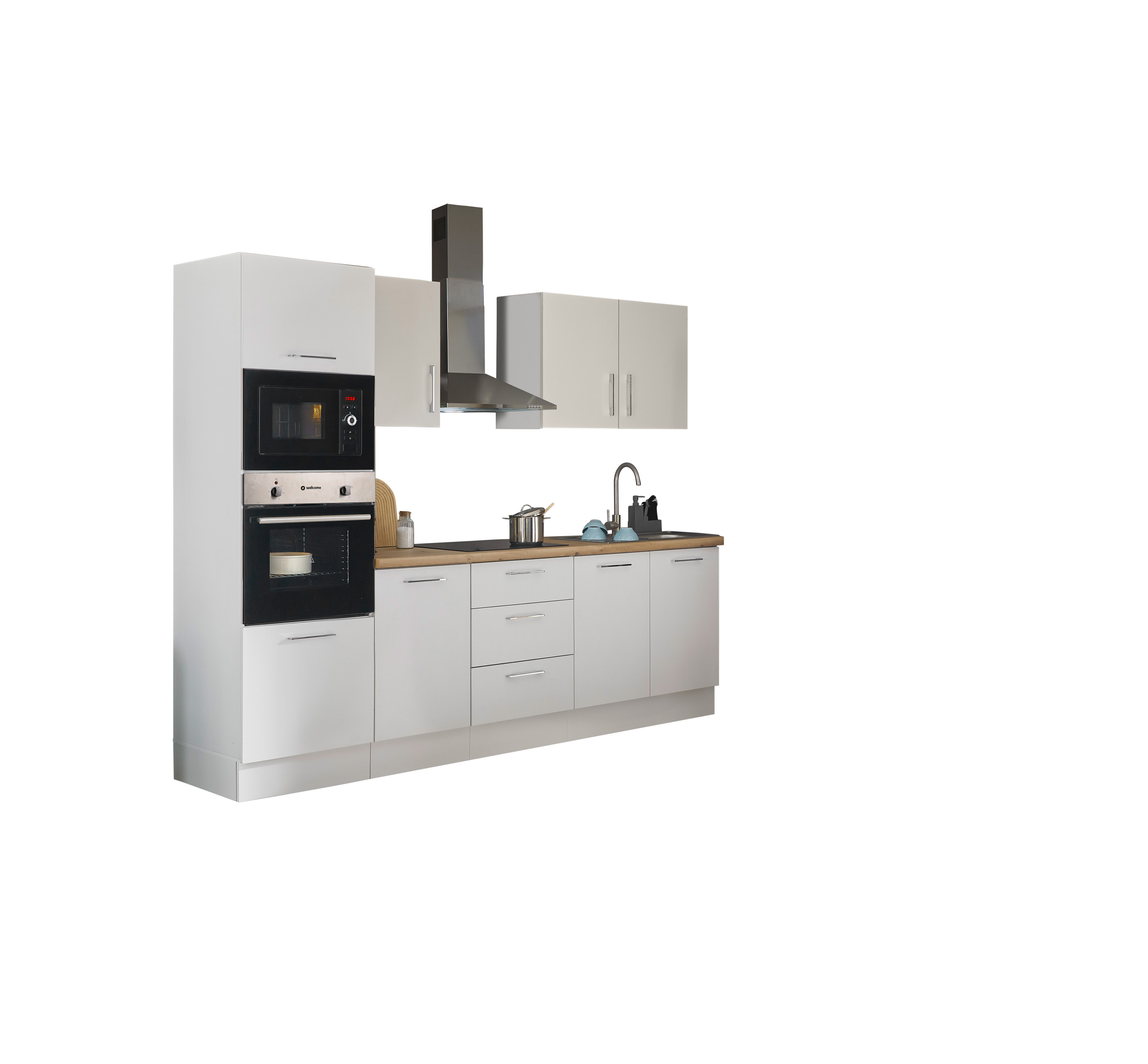 Küchenblock mit E-Geräten CORNWALL (Zeile-Backofen-Mikrowelle) I Küchenblock mit E-Geräten CORNWALL (Zeile-Backofen-Mikrowelle) I