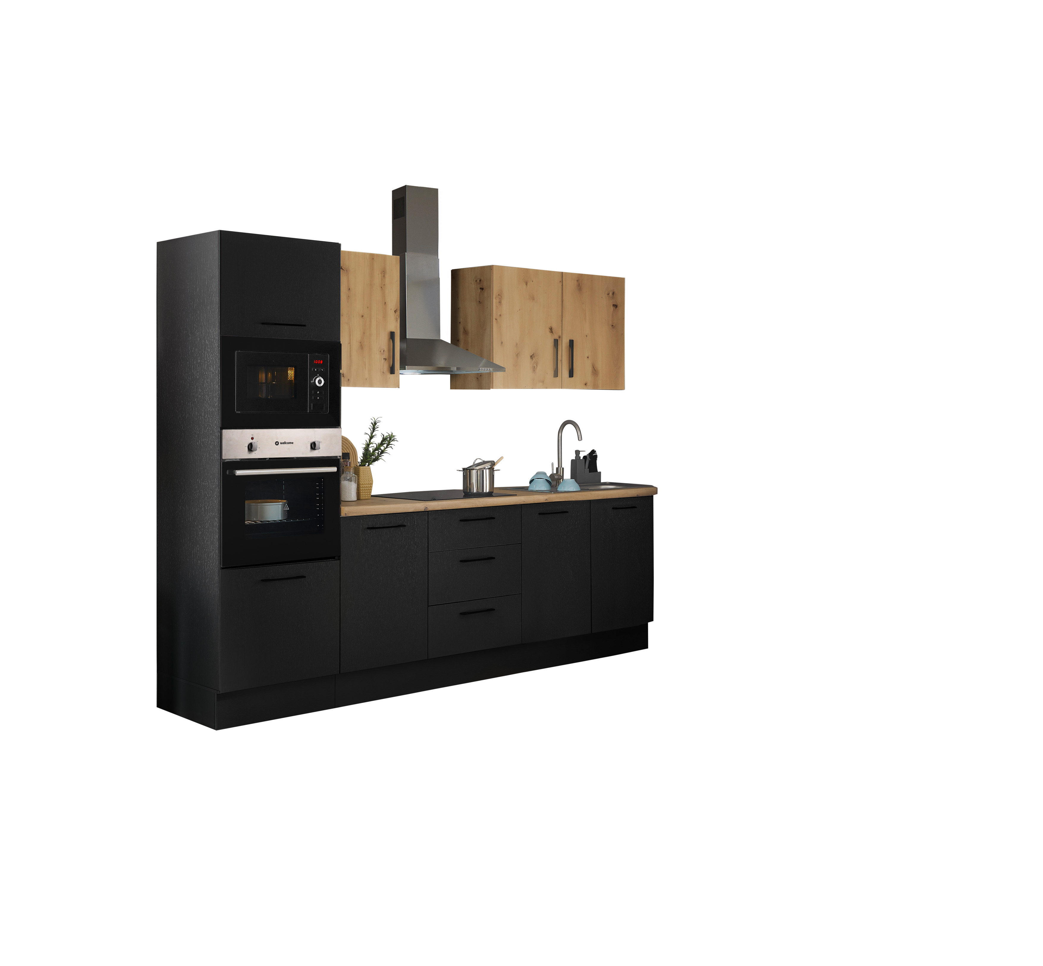 Küchenblock mit E-Geräten CORNWALL (Zeile-Backofen-Mikrowelle) V
