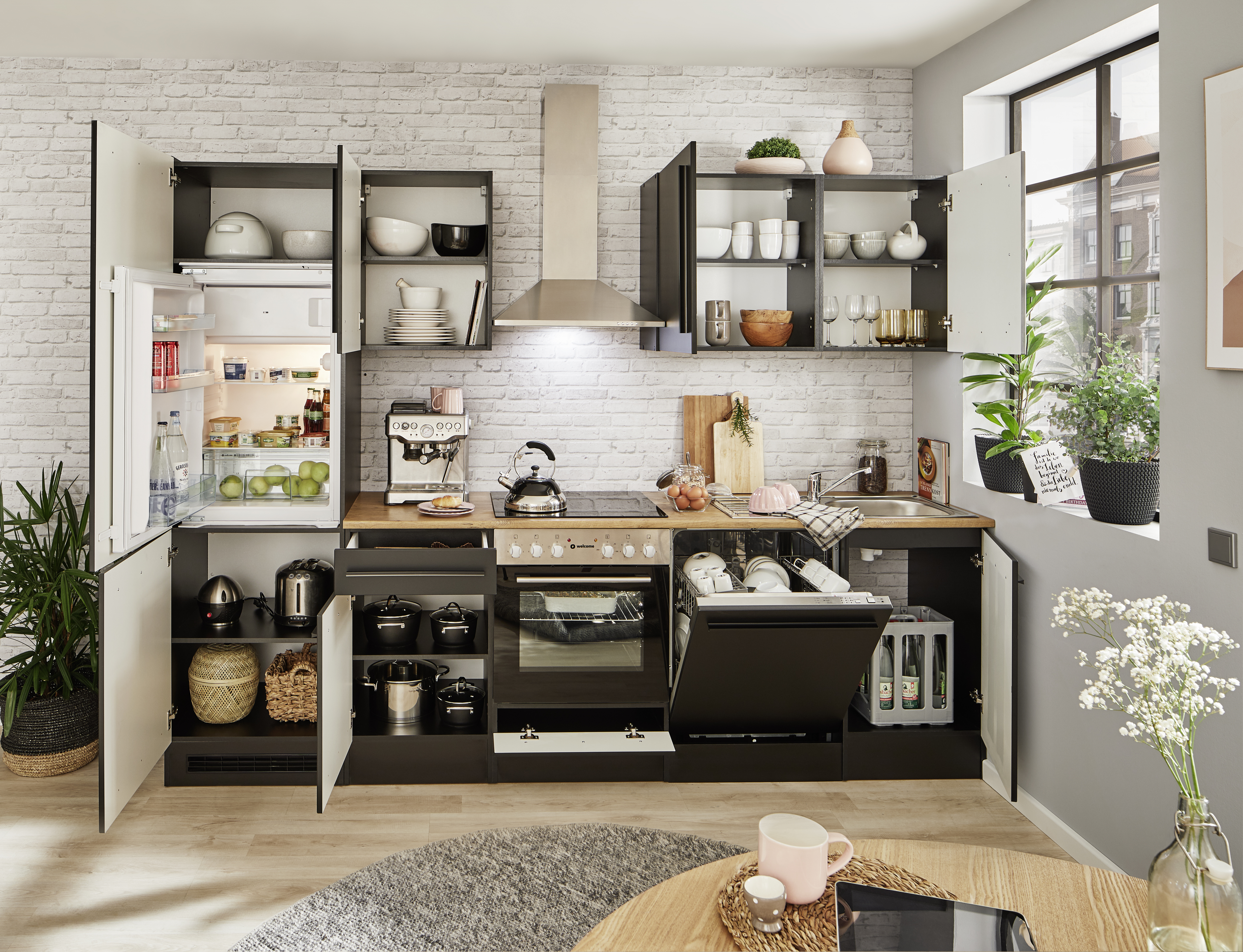 Küchenblock mit E-Geräten JAZZ 8 (Zeile-Kühlschrank) II Küchenblock mit E-Geräten JAZZ 8 (Zeile-Kühlschrank) II