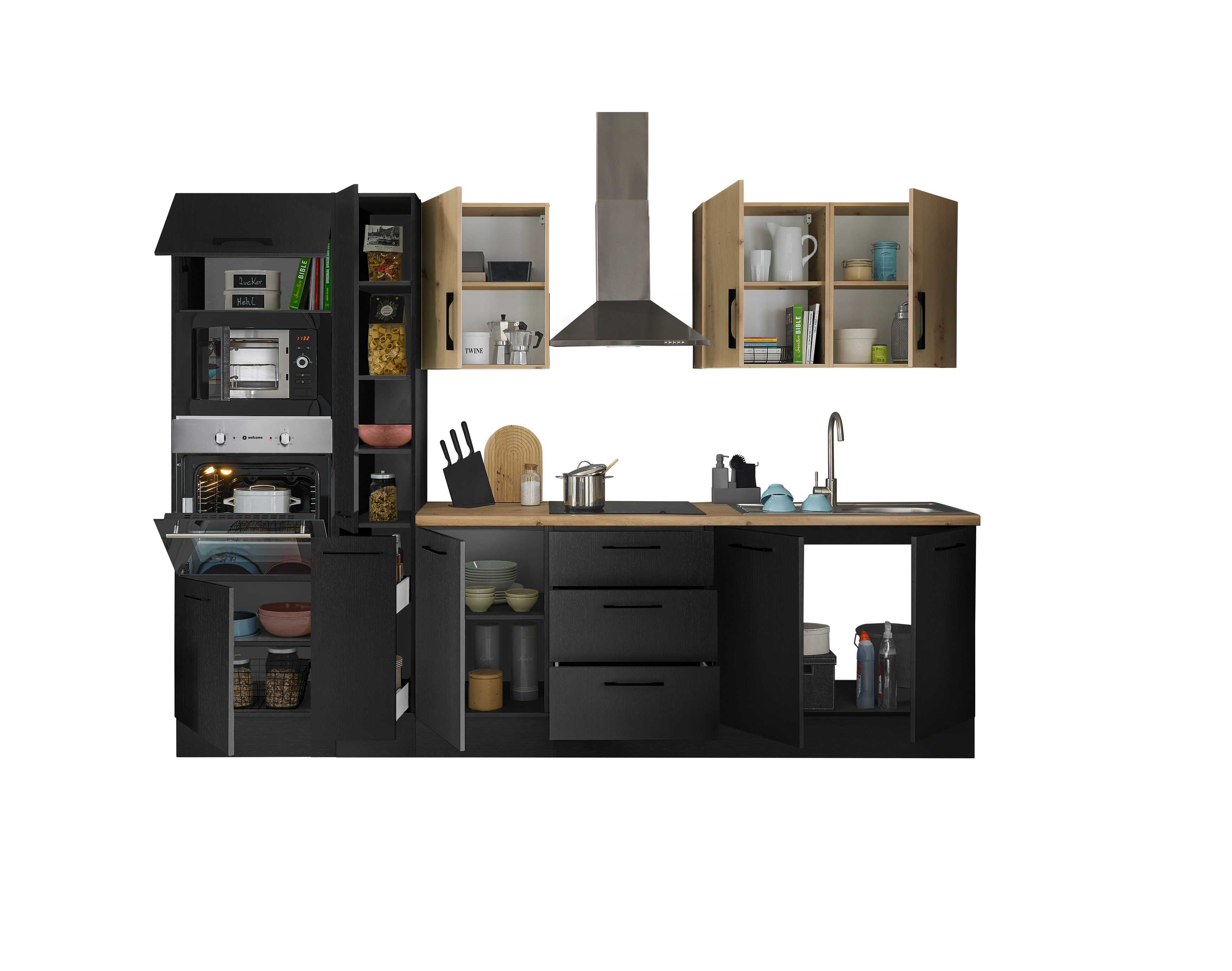 Küchenblock mit E-Geräten CORNWALL (Zeile-Backofen-Mikrowelle) IX
