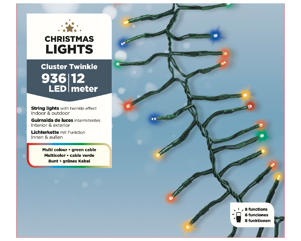 LED Cluster-Lichterkette 12m multicolor CHRISTMAS LIGHTS