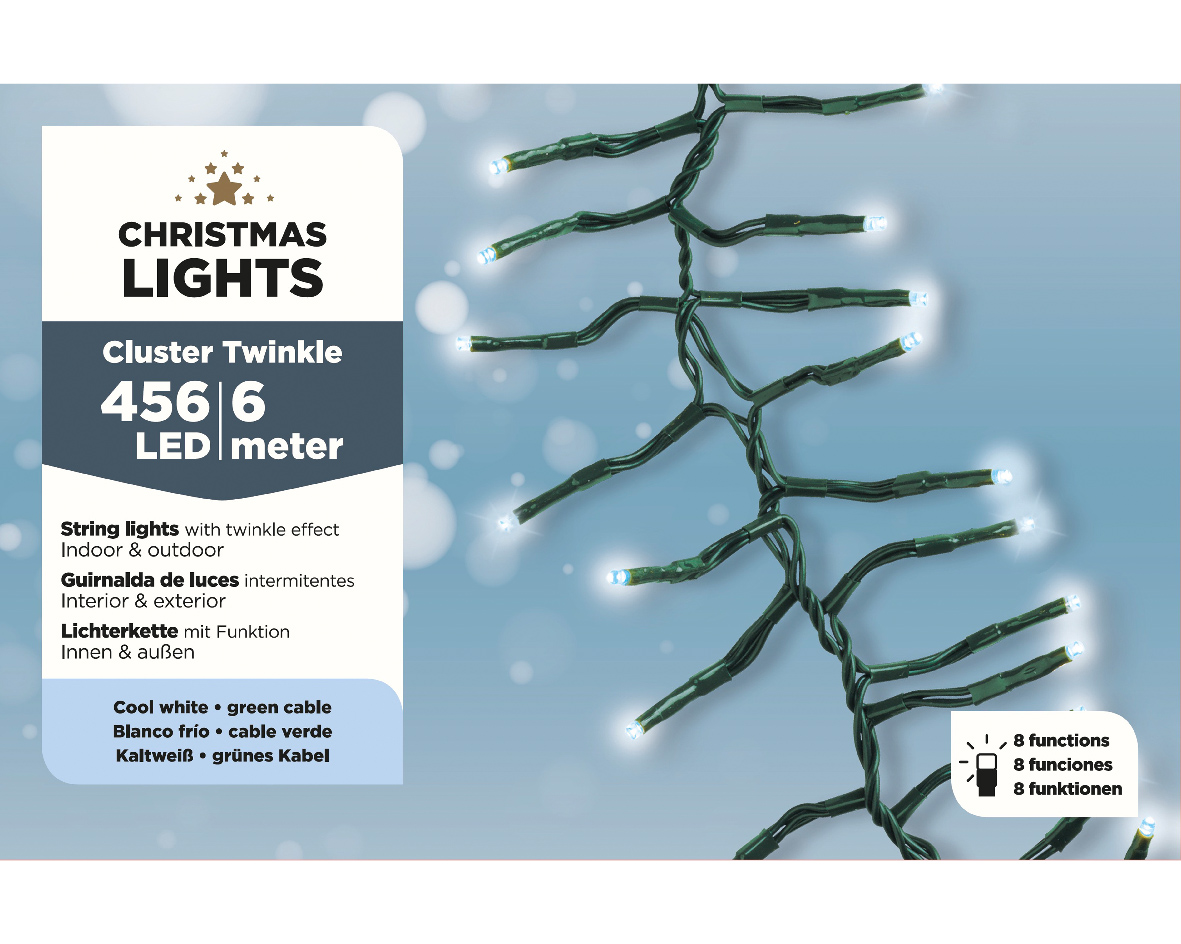 LED Cluster-Lichterkette 6m kaltweiß CHRISTMAS LIGHTS
