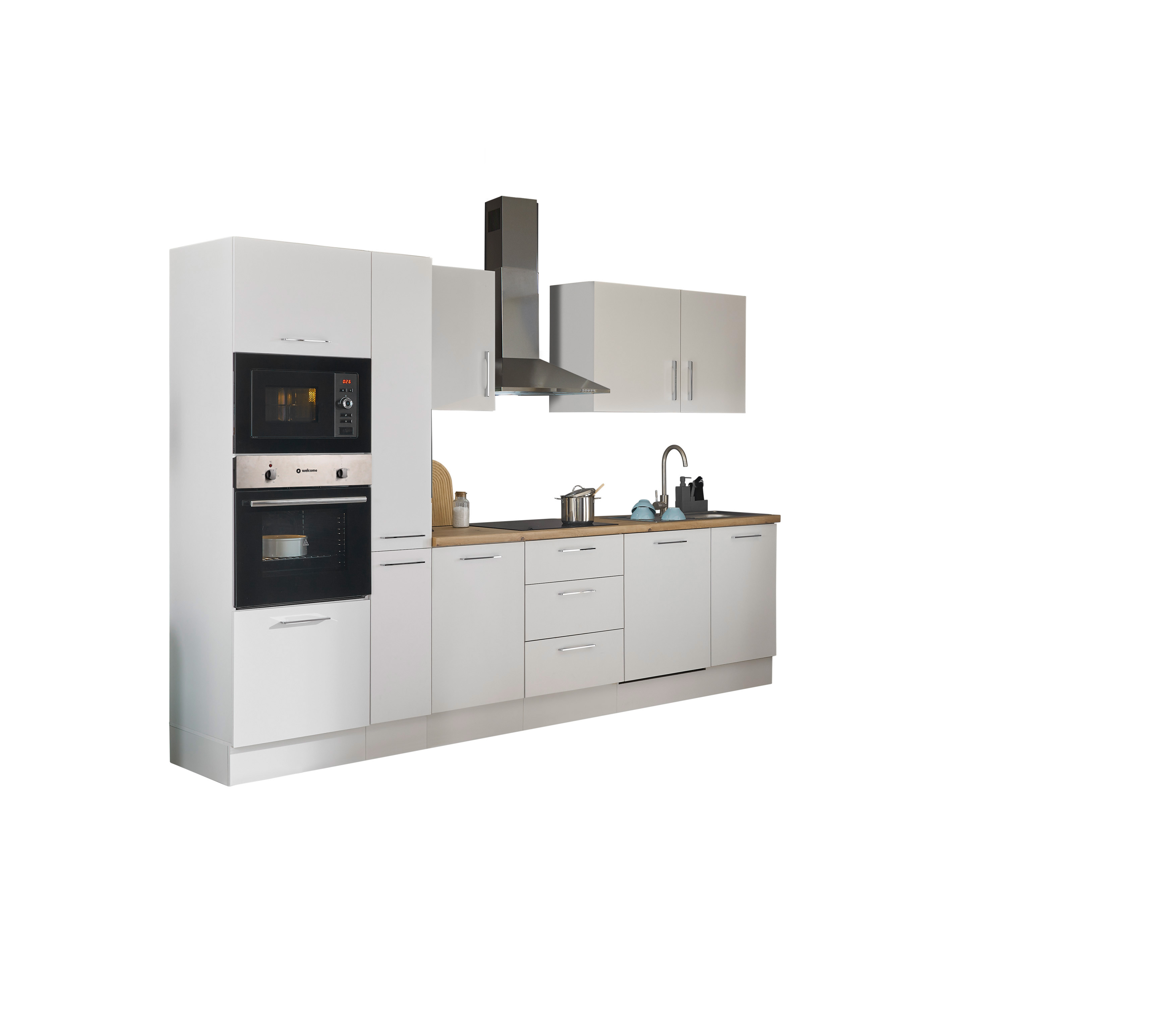 Küchenblock mit E-Geräten CORNWALL (Zeile-Backofen-Geschirrspüler-Mikrowelle-Apotheker) I Küchenblock mit E-Geräten CORNWALL (Zeile-Backofen-Geschirrspüler-Mikrowelle-Apotheker) I