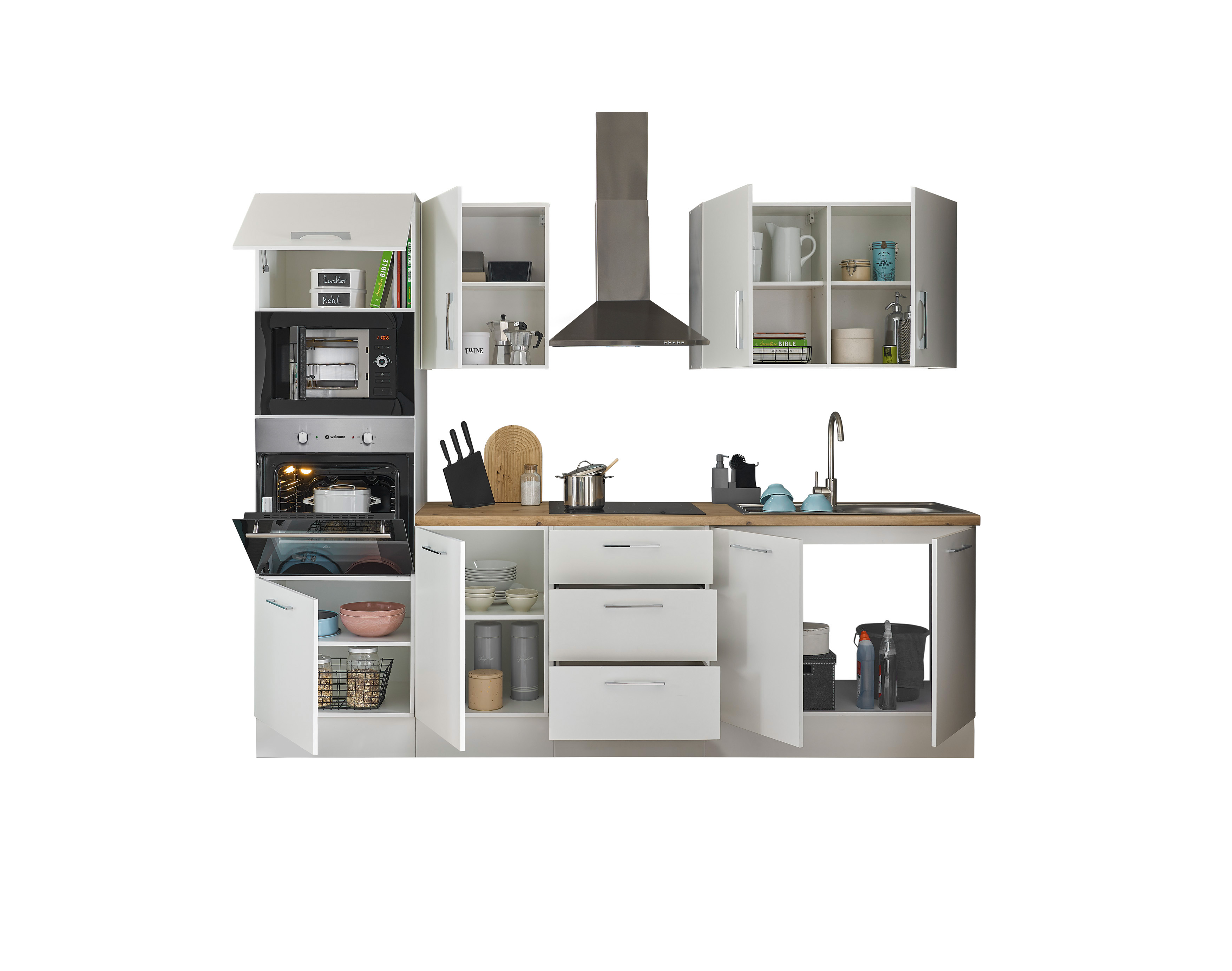 Küchenblock mit E-Geräten CORNWALL (Zeile-Backofen-Mikrowelle) I Küchenblock mit E-Geräten CORNWALL (Zeile-Backofen-Mikrowelle) I