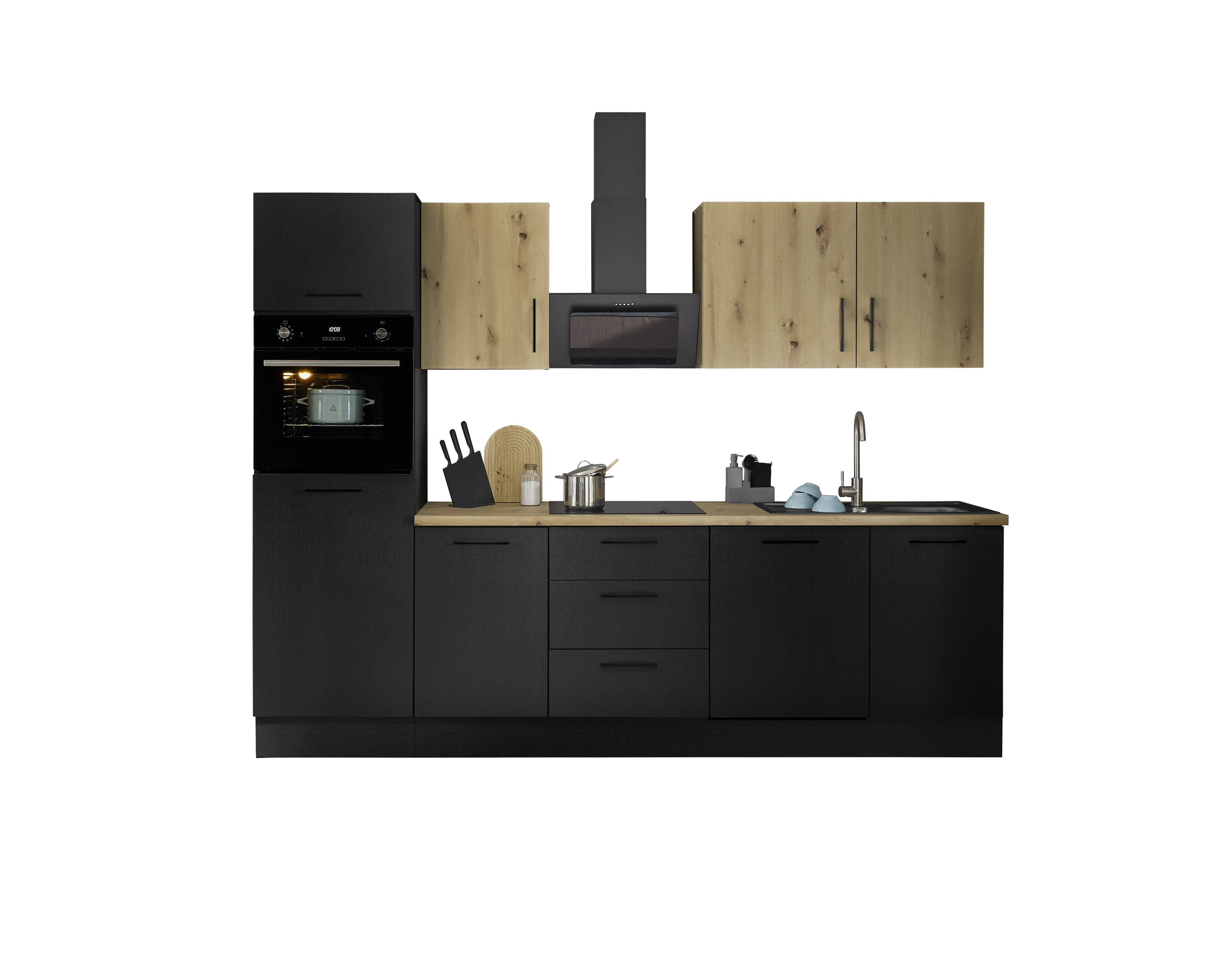 Küchenblock mit E-Geräten CORNWALL (Zeile-Backofen-Kühlschrank) X Küchenblock mit E-Geräten CORNWALL (Zeile-Backofen-Kühlschrank) X