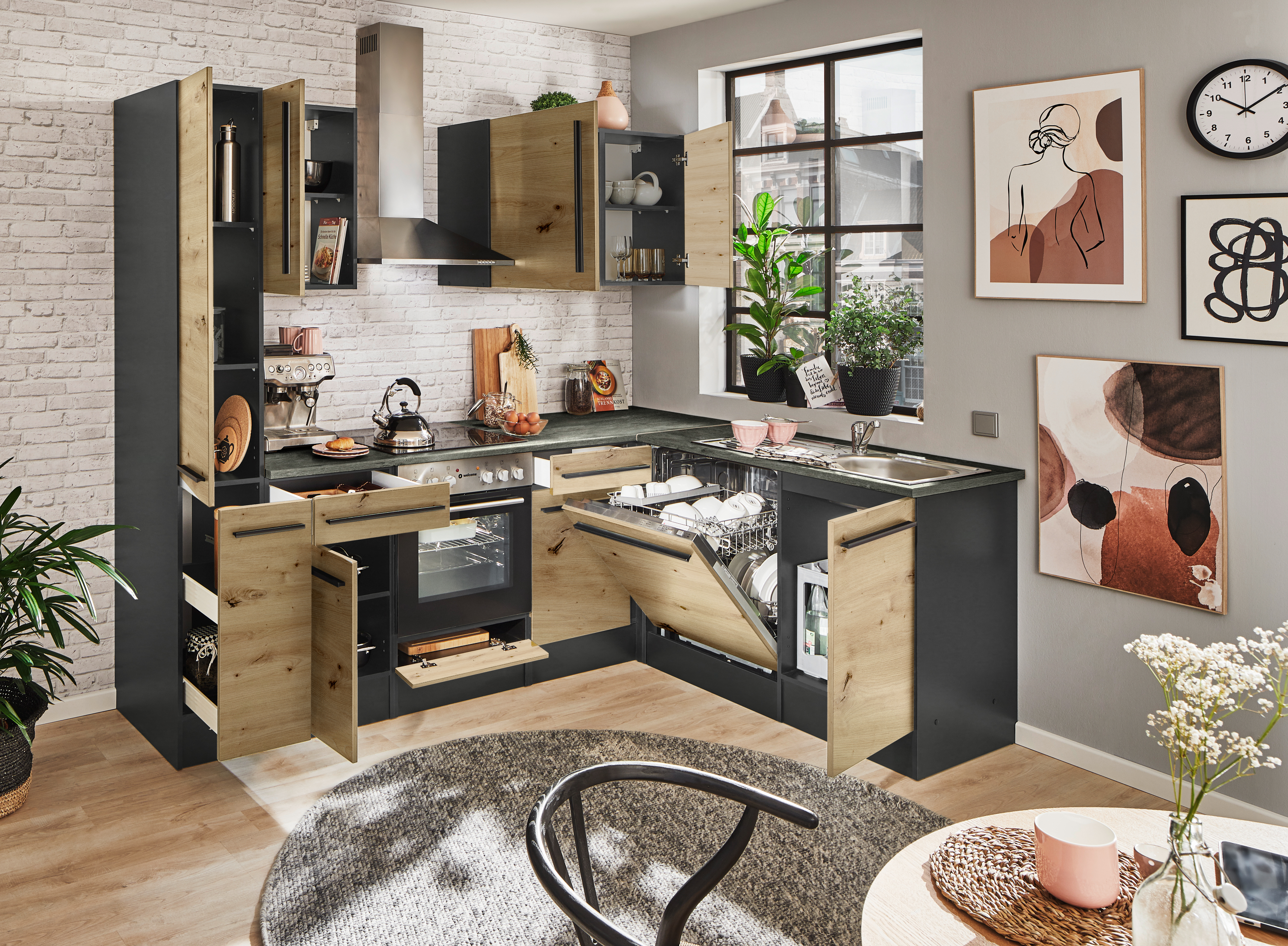 Küchenblock mit E-Geräten JAZZ 8 (Ecke-Apotheker) III Küchenblock mit E-Geräten JAZZ 8 (Ecke-Apotheker) III