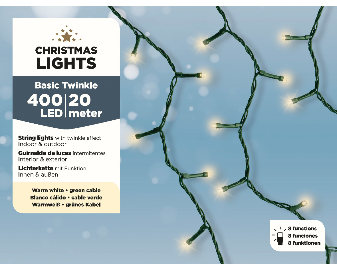 LED Basic-Lichterkette 20m warmweiß CHRISTMAS LIGHTS