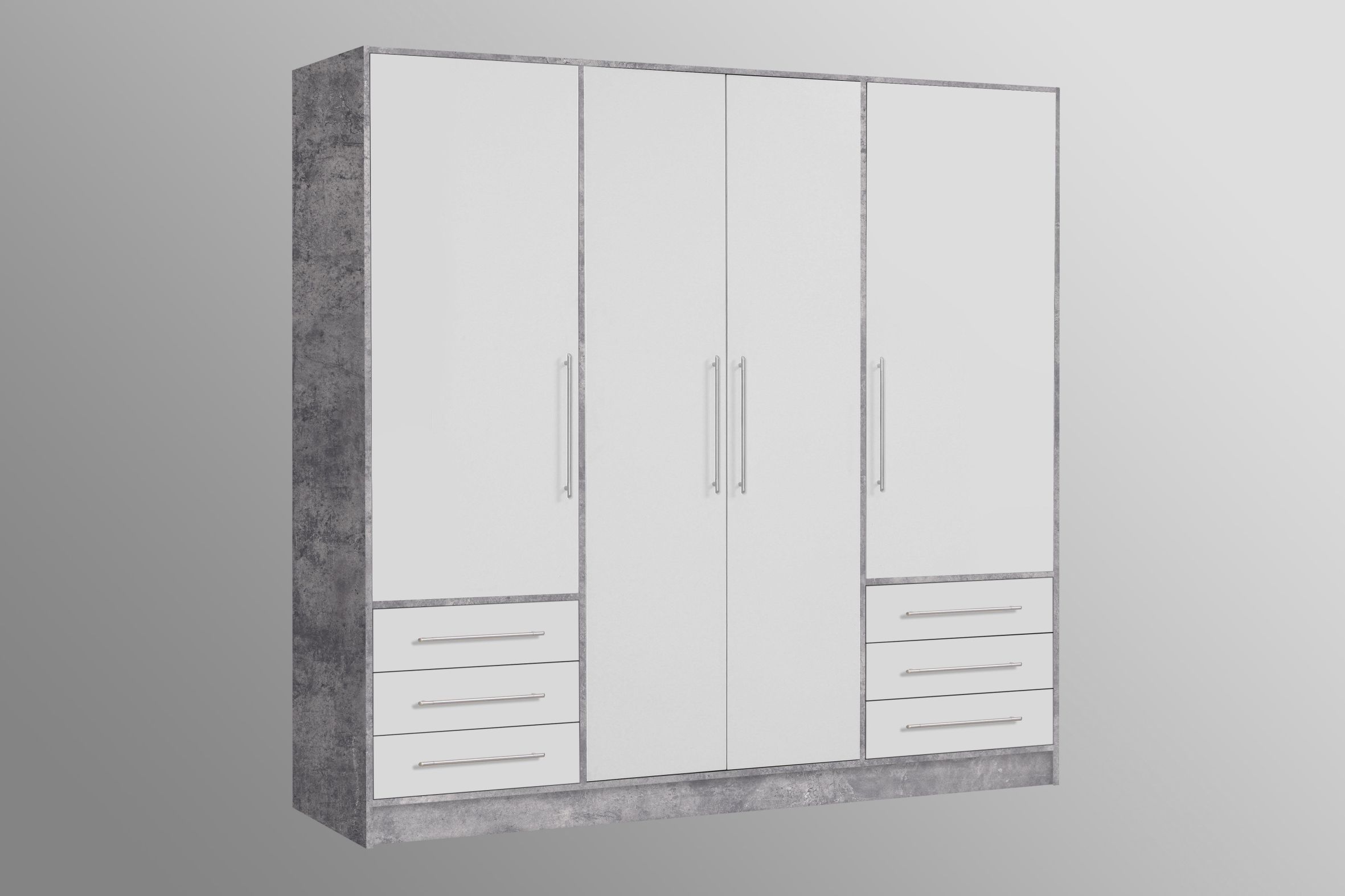 kleiderschrank jupiter | weiß-betonoptik | 403499-1