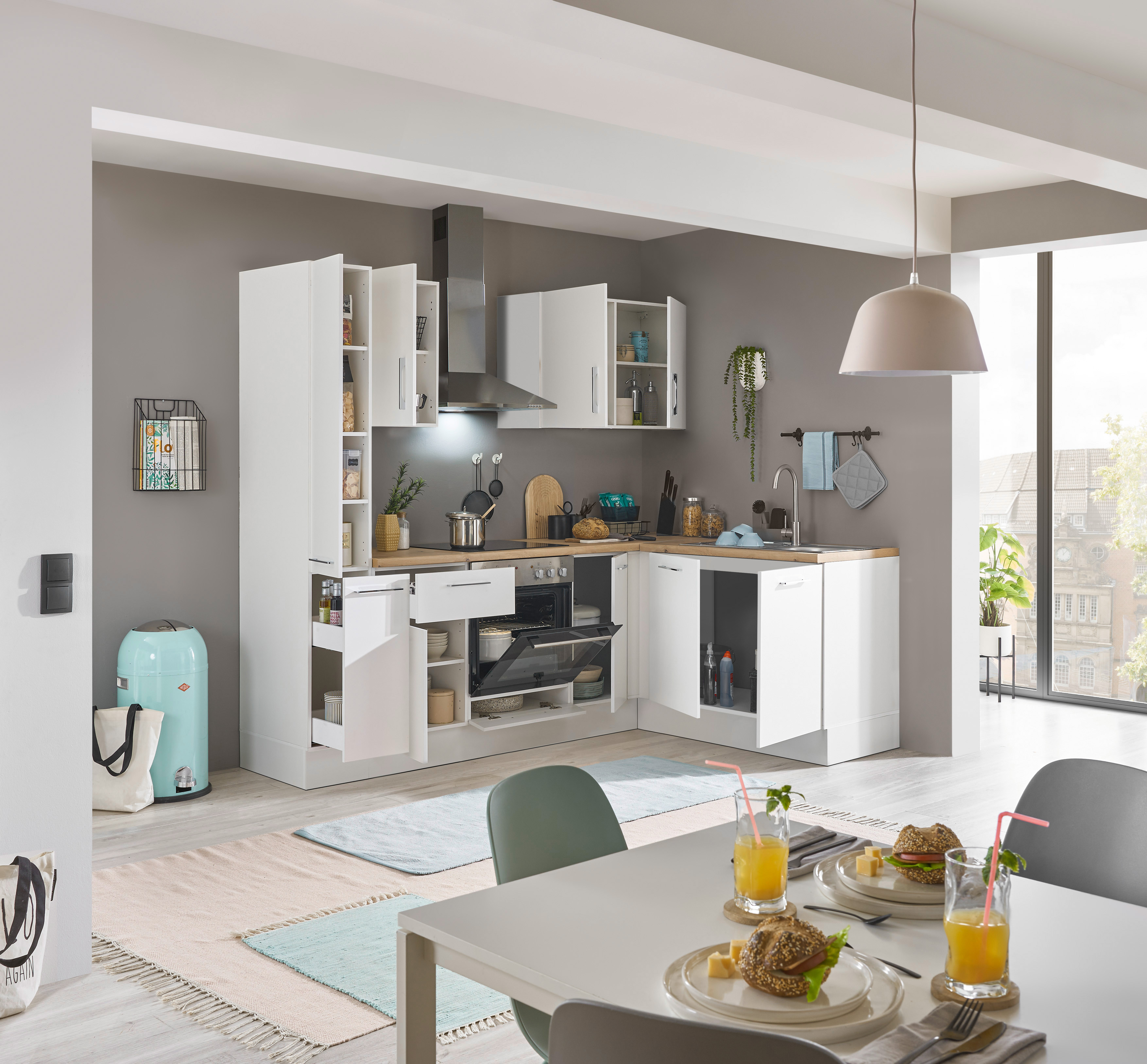 Küchenblock mit E-Geräten CORNWALL (Ecke-Apotheker) I Küchenblock mit E-Geräten CORNWALL (Ecke-Apotheker) I