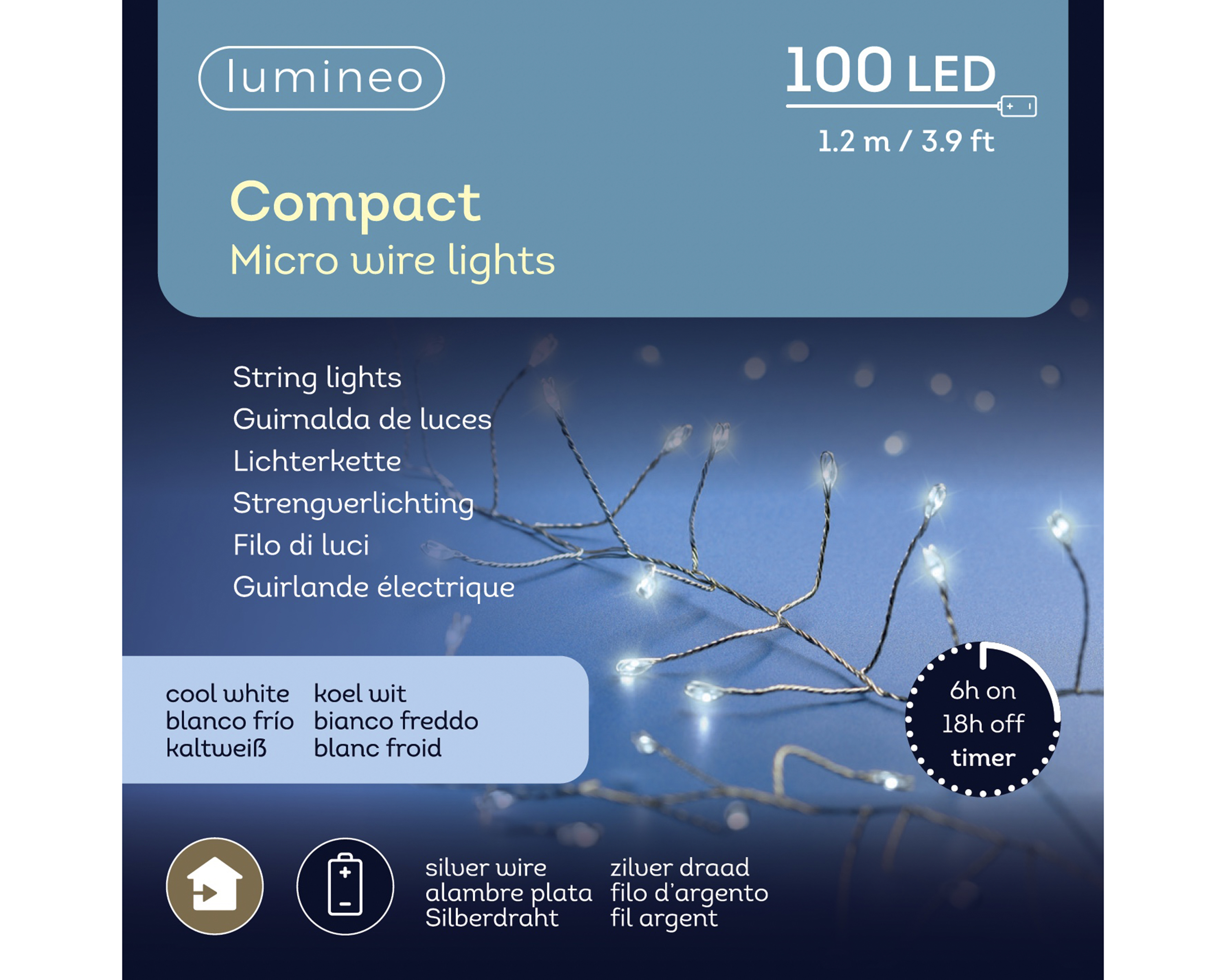 Micro LED Lichterkette  1,2m kaltweiß COMPACT