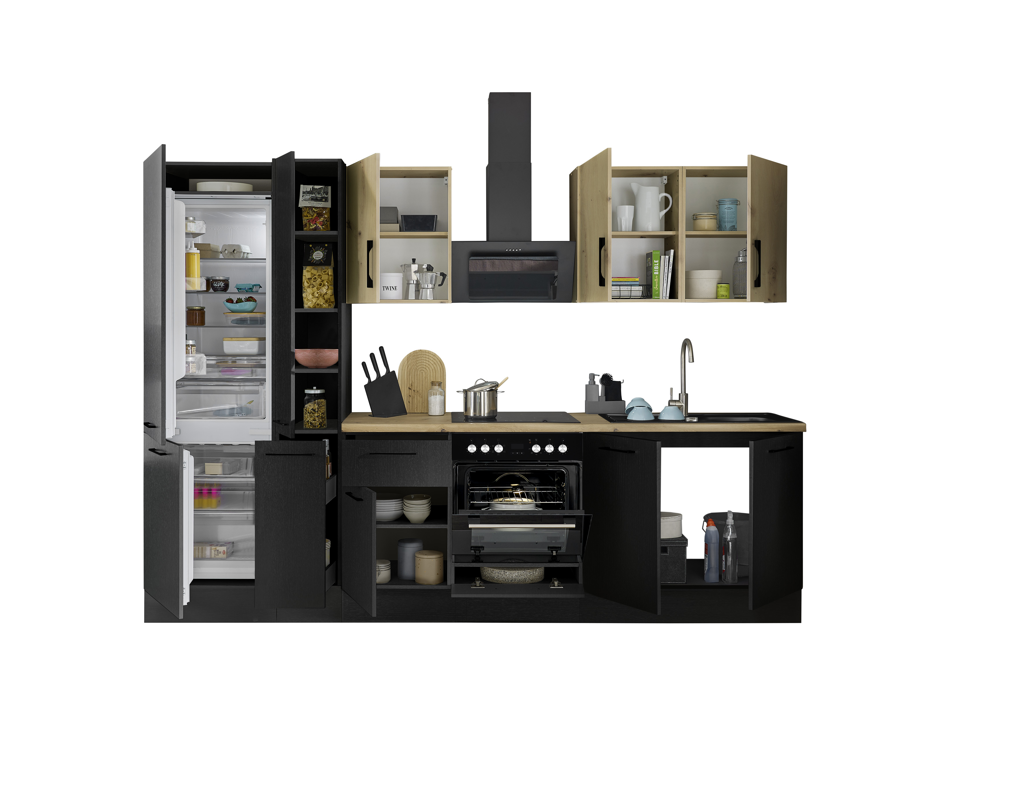 Küchenblock mit E-Geräten CORNWALL (Zeile-Kühlschrank) VI